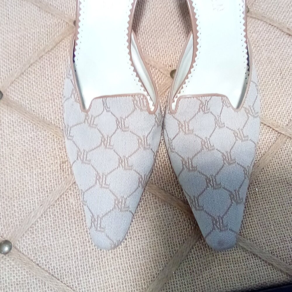 Ralph Lauren mules.8.5 preloved. Beige/gold